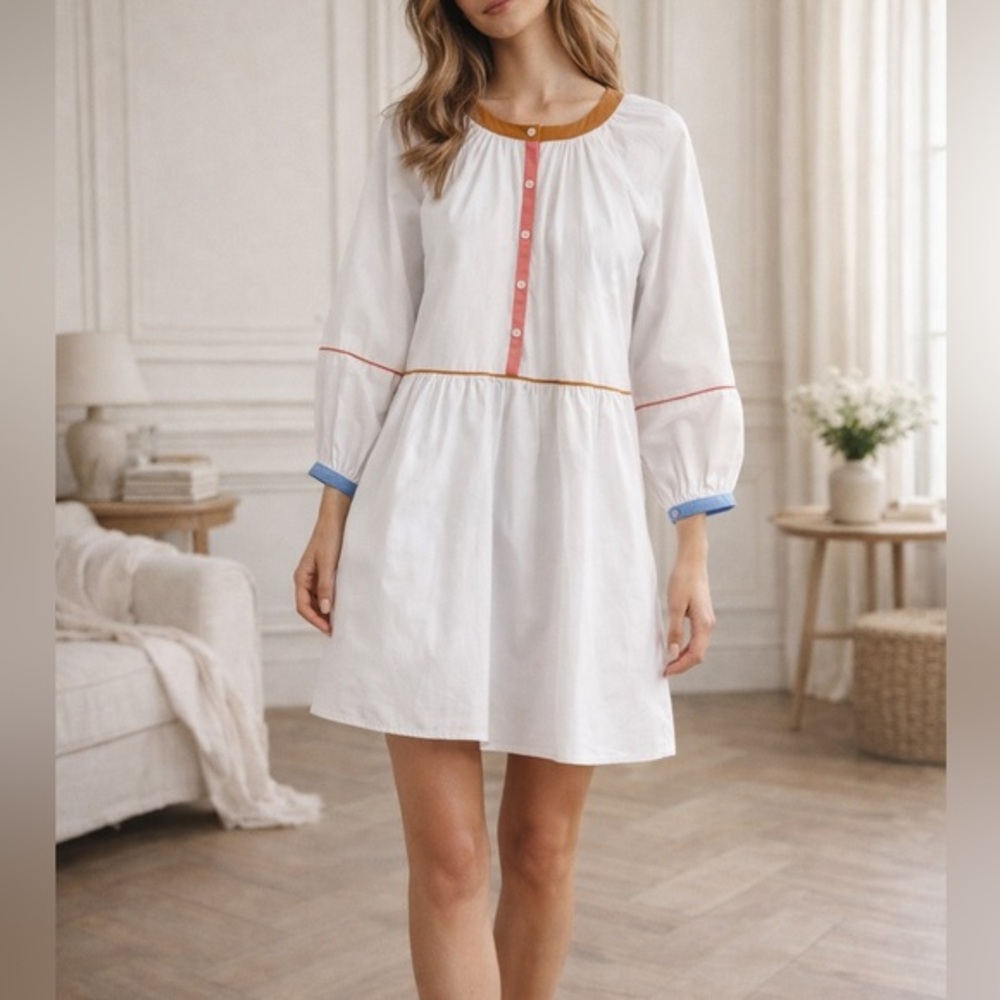 Staud Demi Colorblock-Trimmed Mini Dress